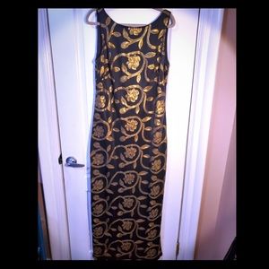 black and gold Ralph Lauren evening dress